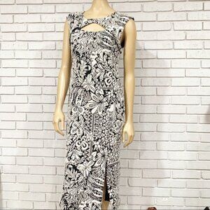 Anthropologie Jacquard Cut‑Out Midi Dress S – NWT, Black & White, Sheath
